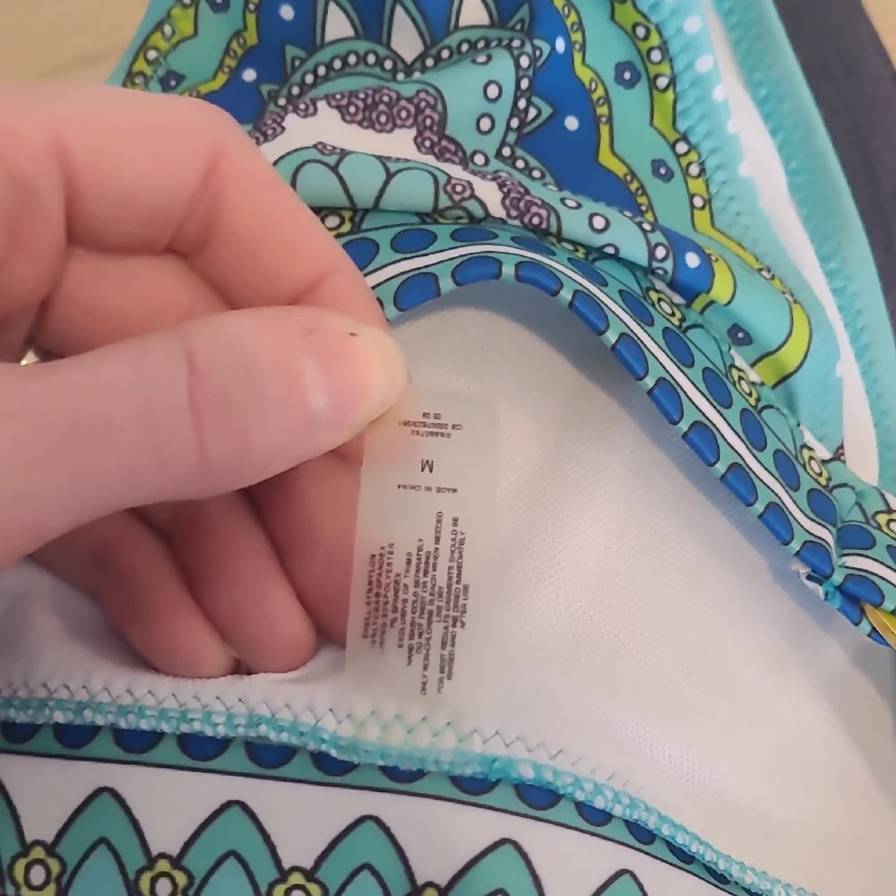 Blue and Green Patterned Bikini Set (size M)